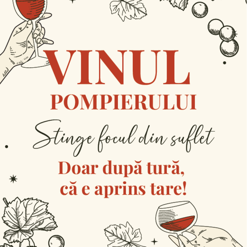 Etichetă pentru Sticla de Vin – Vinul Pompierului