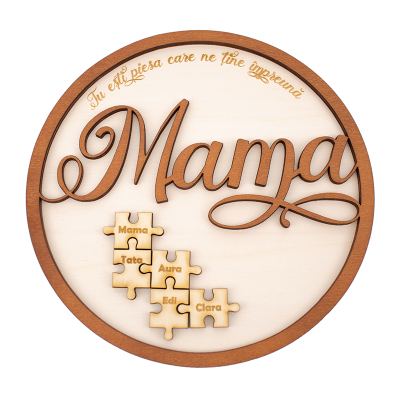 Cadou pentru mama, decoratiune tip puzzle cu membrii familiei